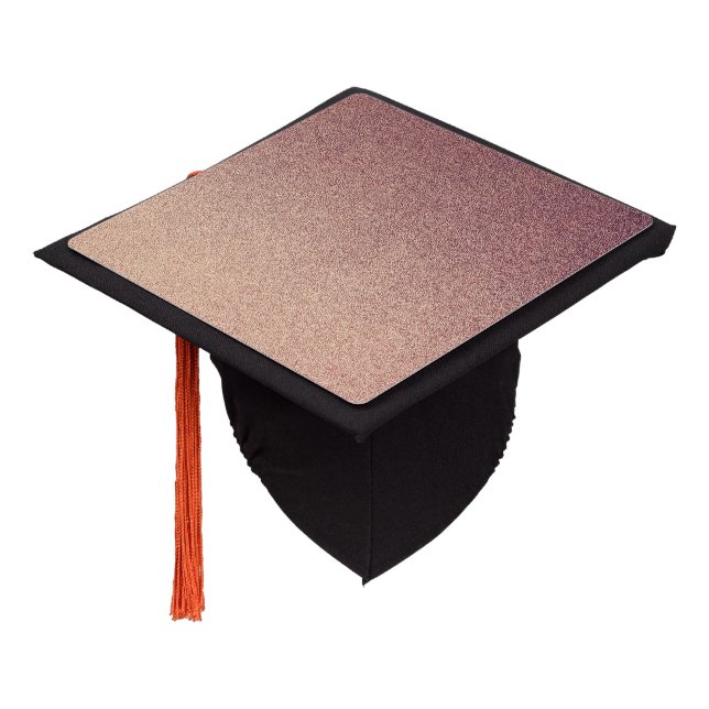 Rose Gold Ombre Glitter Sand Look Pink Graduation Cap Topper (Angled)
