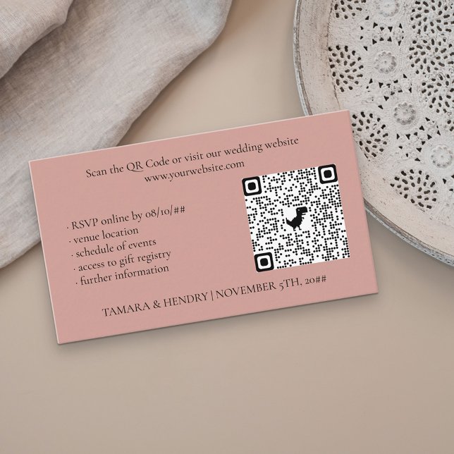 Rose Gold Online RSVP QR Code Wedding Enclosure Card (Creator Uploaded)