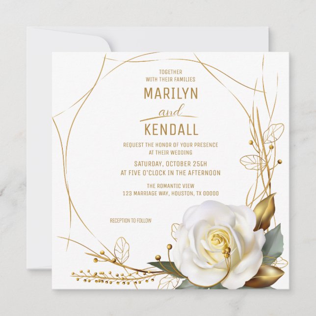 Rose Gold Organic Floral Invitation (Front)