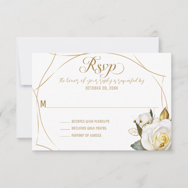 Rose Gold Organic Floral Wedding RSVP Card (Front)