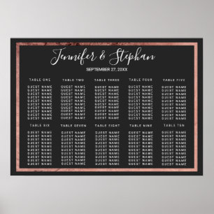 Rose Gold Outline Border Black Seating Chart