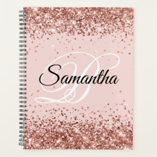Rose Gold Pailleté Fard à Joues Monogramme Élégant