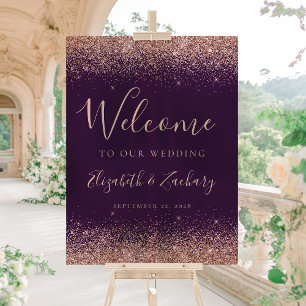Rose Gold Pailleté Mariage Accueil Violet Foncé