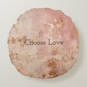 Rose Gold Paint Round Pillow