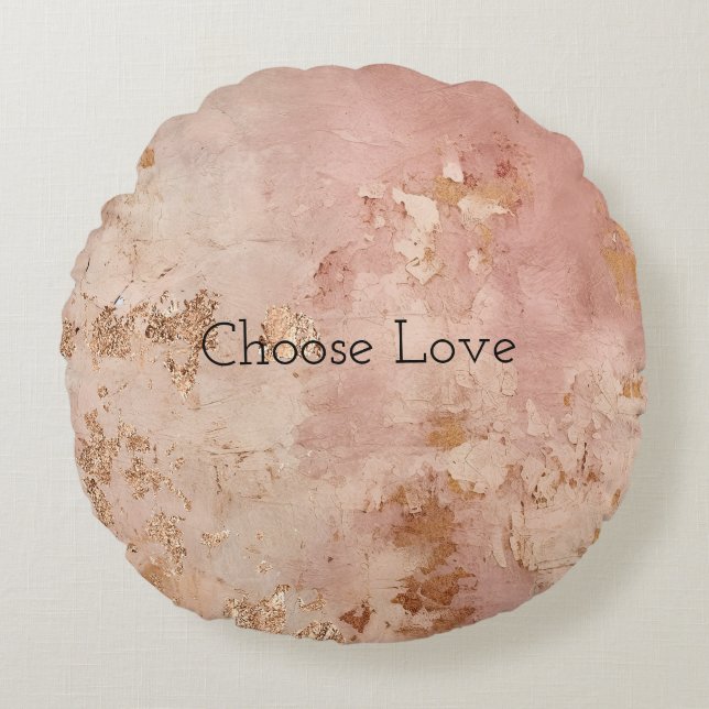 Rose Gold Paint Round Pillow (Front)