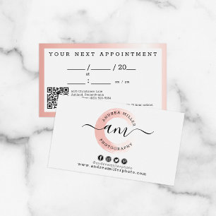 Rose Gold Paint Swash Chic Logo Salon Appointment Business Card