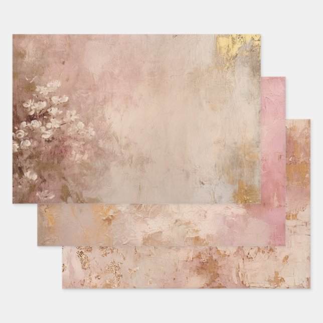 Rose Gold Paint Wrapping Paper Sheet (Set)