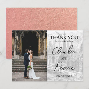 Rose Gold Paris Passport Thank You Card