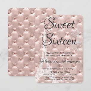 Rose Gold Paris Sweet Sixteen Birthday Party Invitation