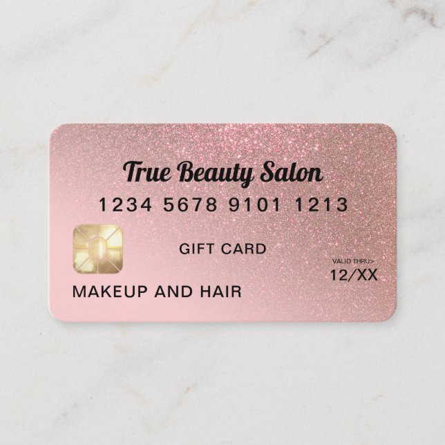 Rose Gold Parties scintillant Carte de crédit Cert (Devant)