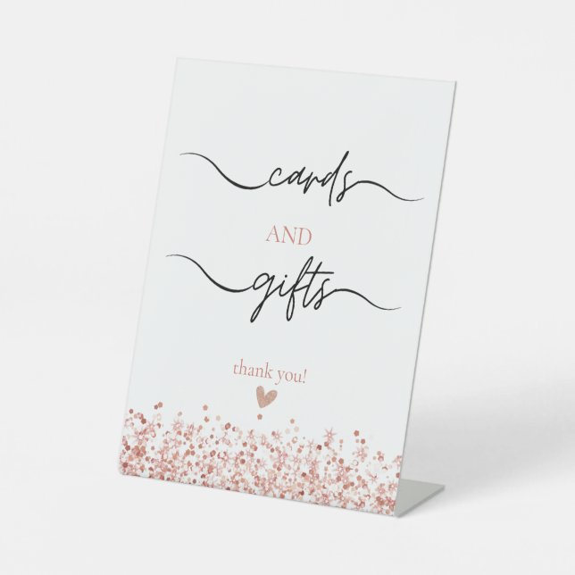 Rose Gold Parties scintillant cartes signes cadeau (Recto)