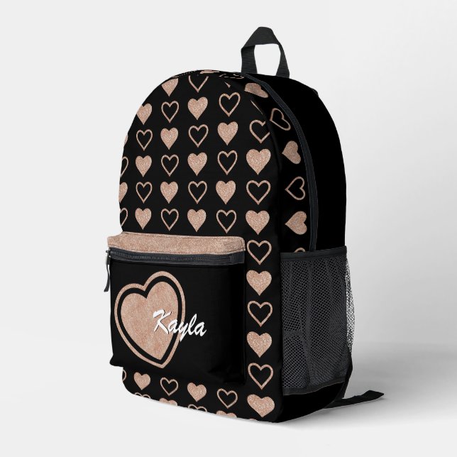 Rose Gold Parties scintillant Coeur sac à dos pers (Coin arrière droit)