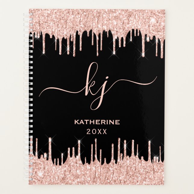 Rose Gold Parties scintillant Drives Monogram Beau (Devant)