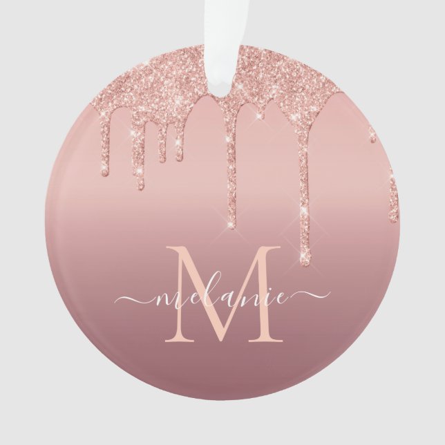 Rose Gold Parties scintillant Nom Lettre Ornement  (devant)