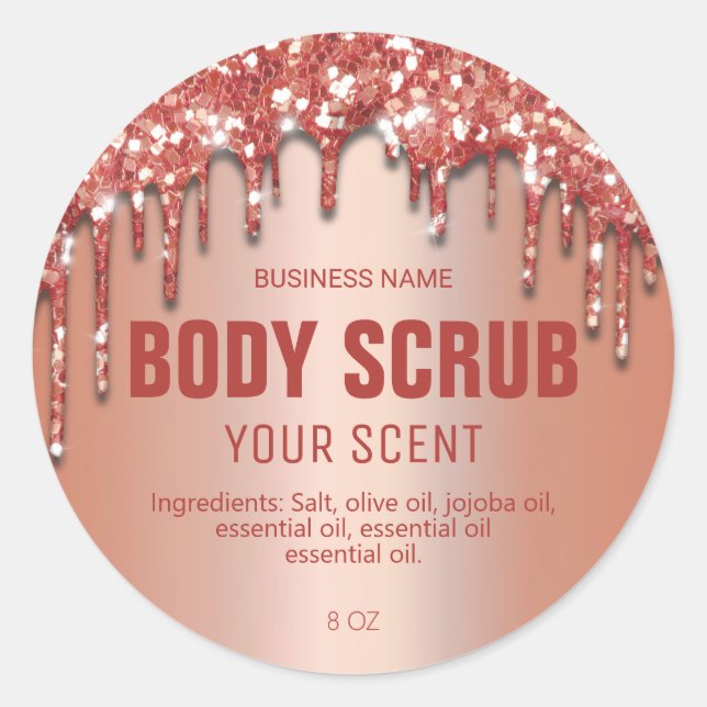 Rose  Gold Parties scintillant Scrub Étiquettes (Devant)