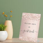 Rose gold party guest book sign<br><div class="desc">A rose gold background with confetti. With the text: Please sign the guest book.</div>