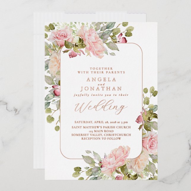 Rose Gold Pastel Florals Wedding (Envelope)