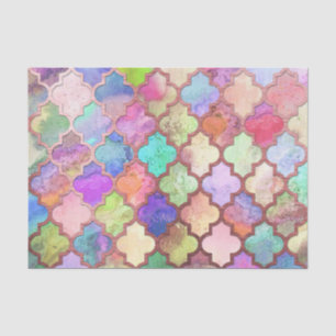 Rose Gold & Pastel Moroccan Quatrefoil Tissue Paper