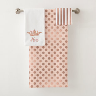 Rose Gold Patterns and Crown Bath Towel Set