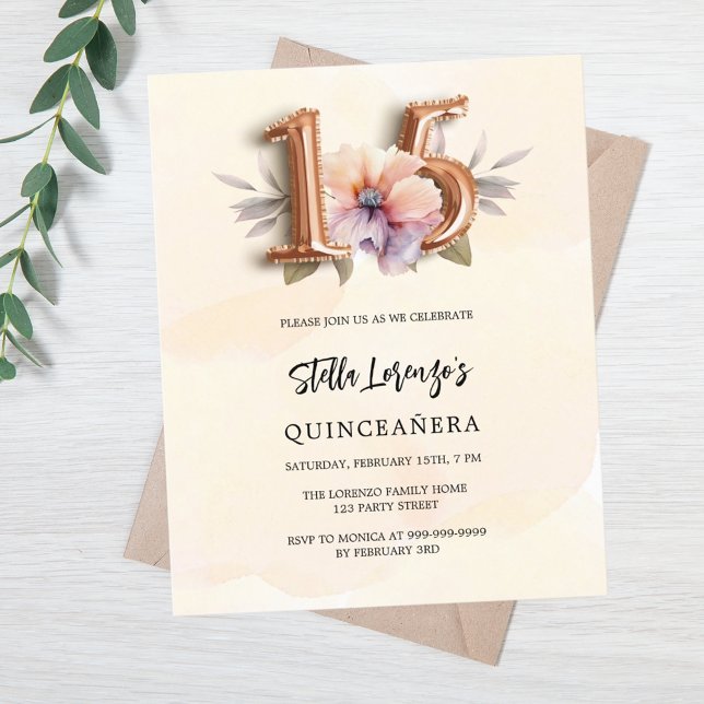 Rose gold peach floral budget Quinceanera (Creator Uploaded)