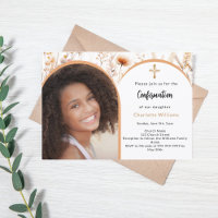 Rose gold peach florals photo arch Confirmation
