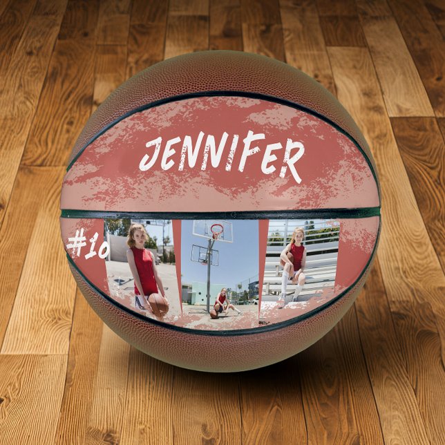 Rose Gold & Peach Photo Personalized   Basketball (Creator Uploaded)