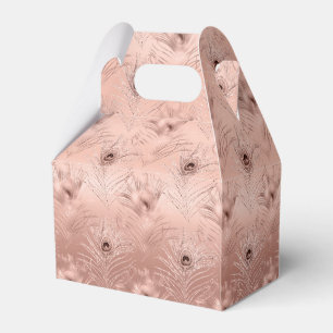 Rose Gold Peacock Feather Favor Box