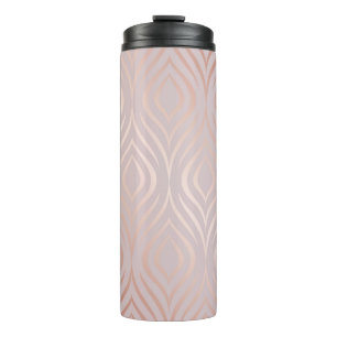 Rose gold peacock feathers, vintage thermal tumbler