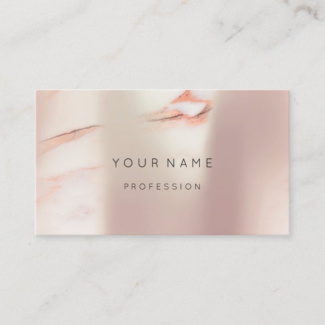 Rose Gold Pearly Abstract Minimal Silk Marble Business Card (Front)