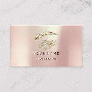 Rose Gold Pearly Lashes Brows Makeup Professional Business Card