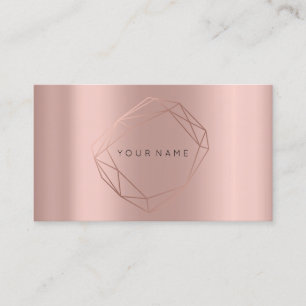 Rose Gold Pearly Poligonal Frame Lux Copper Peach Business Card