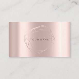 Rose Gold Pearly Poligonal Frame Lux Metallic Business Card