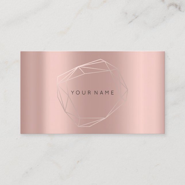 Rose Gold Pearly Poligonal Frame Vip Metallic Business Card (Front)