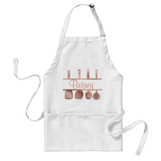 Rose Gold Personalized Kitchen Cooking Utensils Standard Apron (Front)