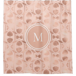 Rose Gold Personalized Monogram Shower Curtain
