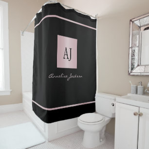 Rose gold personalized name monogram black