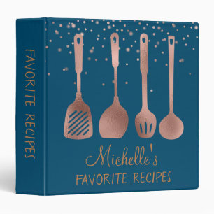 Rose Gold Personalized Recipe CookBook Binder