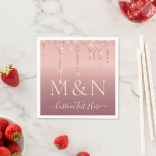 Rose Gold Personalized Text Letter Wedding Napkins