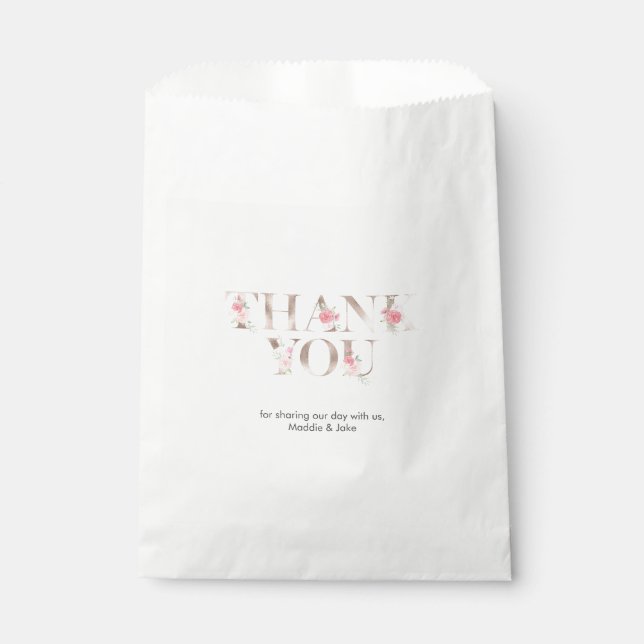 Rose Gold Personalized Wedding Favour Paper Bags (Front)