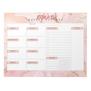 Rose Gold Personalized Weekly Planner Notepad
