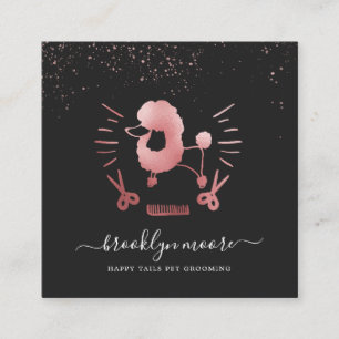 Rose Gold Pet Grooming Logo   Square Business Card