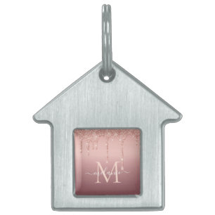Rose Gold Pet ID Tag Custom Your Name and Letter