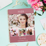 Rose gold photo collage appointments 2025 planner<br><div class="desc">Create your own unique photo collage. Use four,  4 of your favourite photo.   Personalize and a year,  name and text. A rose gold background,  white text.</div>