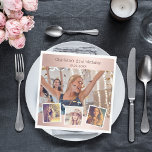 Rose gold photo collage birthday party napkin<br><div class="desc">Create your own unique photo collage. Use four,  4 of your favourite photos. Personalize and add a name,  age,  date. Rose gold gradient background.</div>