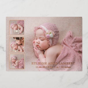 Rose Gold Photo Collage Faire-part de naissance fi