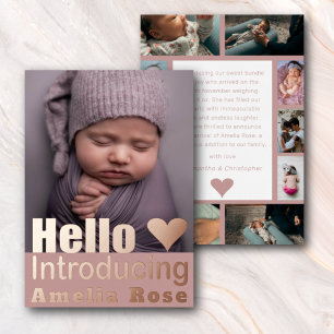 Rose Gold Photo Collage Hello Baby Faire-part