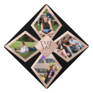 Rose Gold Photo Grad Cap Topper with Monogram