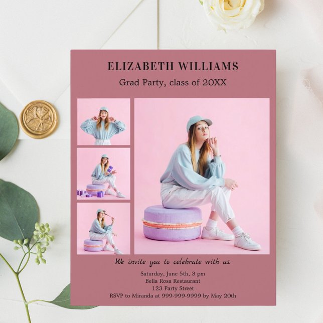 Rose gold photo Graduation Party invitation (Creator Uploaded)