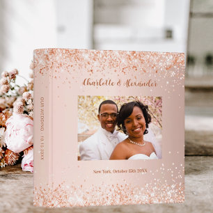 Rose gold photo wedding album binder