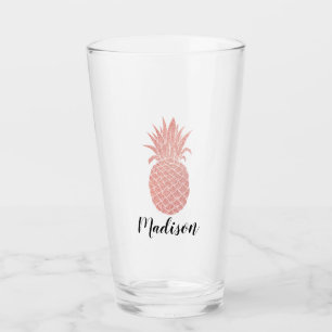 Rose Gold Pineapple Custom Name  Glass